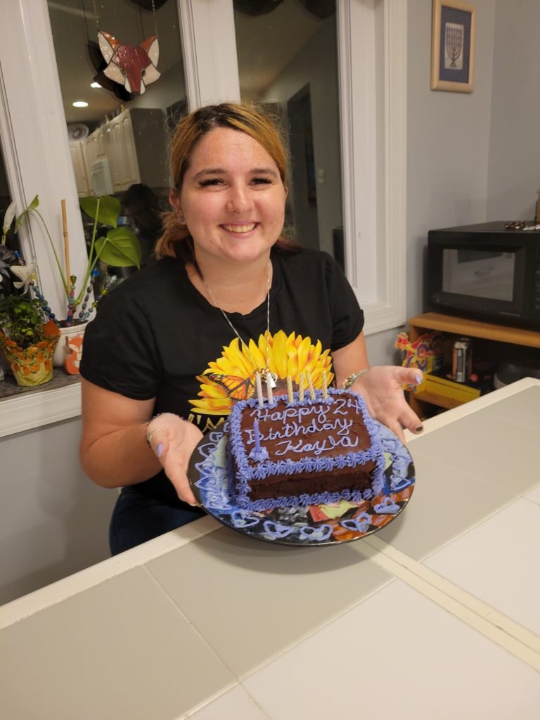 Kayla with birthday cake
